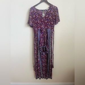 Bohemian style romper with full length open front skirt size medium